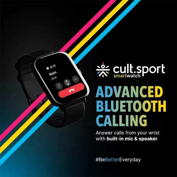 Cultsport Beats 1.85" HD Screen Bluetooth Calling Smartwatch - Black - Black