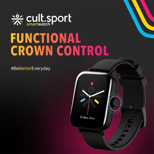 Cultsport Beats 1.85" HD Screen Bluetooth Calling Smartwatch - Black - Black