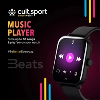Cultsport Beats 1.85" HD Screen Bluetooth Calling Smartwatch - Black - Black