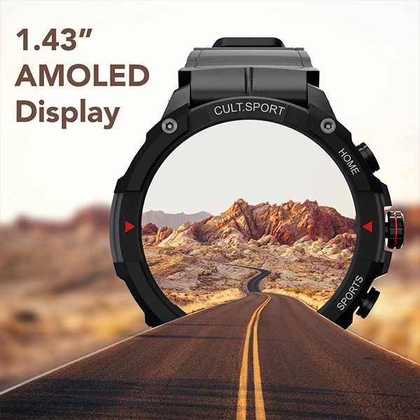 Cultsport Ranger XR 1.43" Amoled Outdoor Rugged Smartwatch for Men - XR Black - XR Black