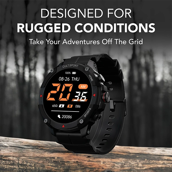 Cultsport Ranger XR 1.43" Amoled Outdoor Rugged Smartwatch for Men - XR Black - XR Black
