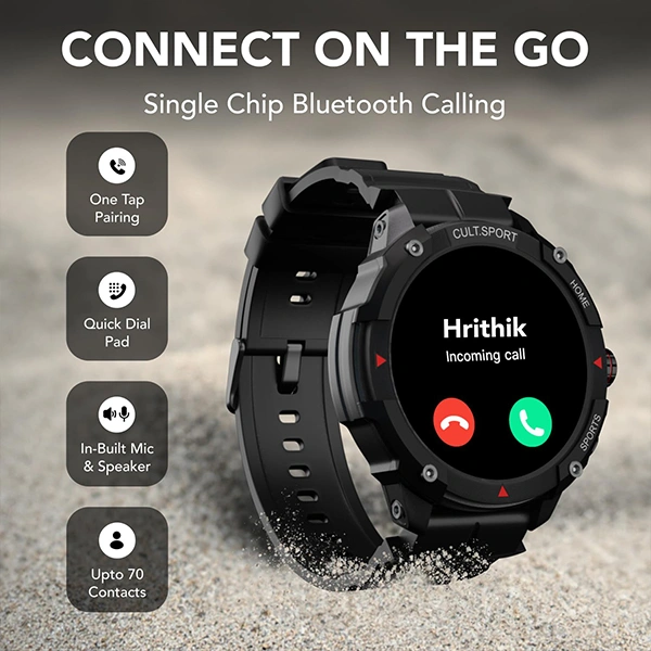 Cultsport Ranger XR 1.43" Amoled Outdoor Rugged Smartwatch for Men - XR Black - XR Black