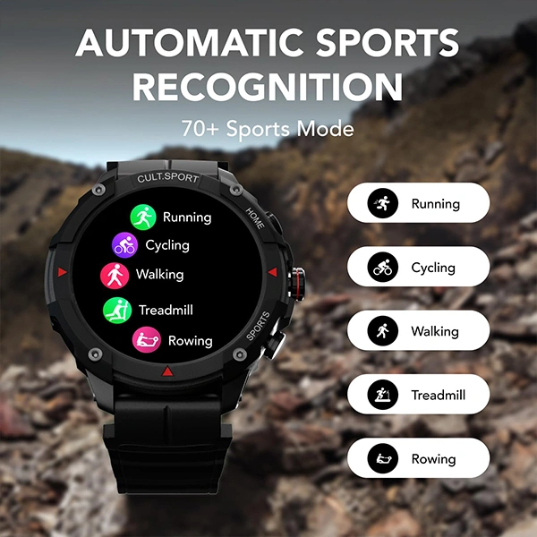 Cultsport Ranger XR 1.43" Amoled Outdoor Rugged Smartwatch for Men - XR Black - XR Black