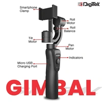 Digitek 3-Axis Handheld Gimbal Stabilizer for Smartphones & Gopro with Face