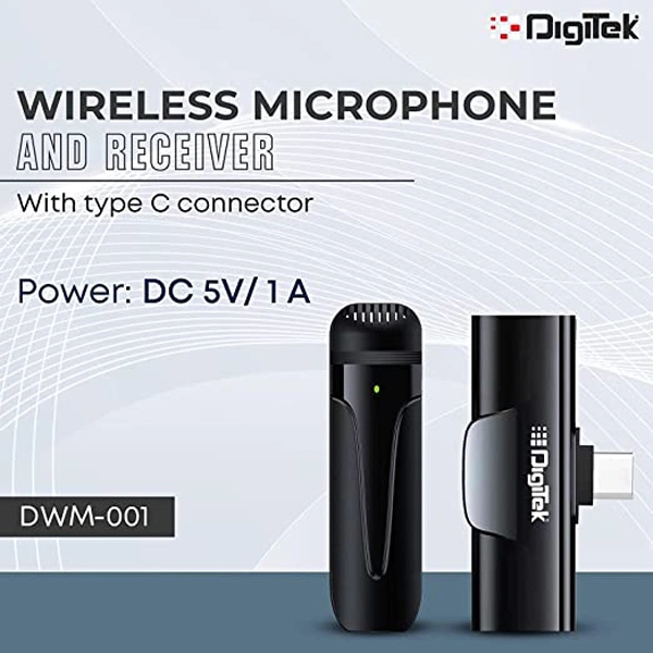 Digitek DWM-001 Wireless Microphone & Receiver with Type C