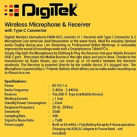 Digitek DWM-003 2 Unit Wireless Microphone & 1 Unit Receiver with Type C