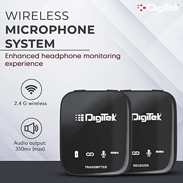 Digitek DWM-101 Pro Wireless Microphone System for DSLR, Camcorder, Smartphone & Tablet