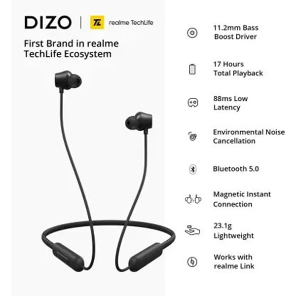 DIZO Dizo By Realme TechLife Wireless Bluetooth Headset - Orange - Orange