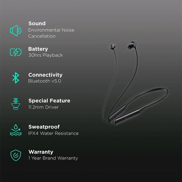DIZO Dash DA2133 In-Ear Wireless Neckband - Green - Green