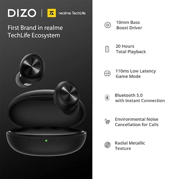 DIZO GoPods D ENC Wireless Earbuds - White - White