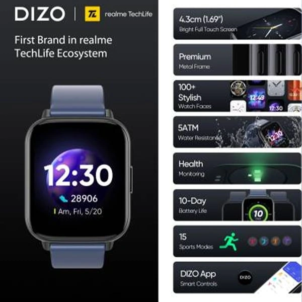 DIZO Watch 2 by Realme TechLife Smart Watch - Gold Pink - Gold Pink