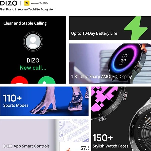 DIZO Watch R Talk Amoled Display with Calling - Black - Black