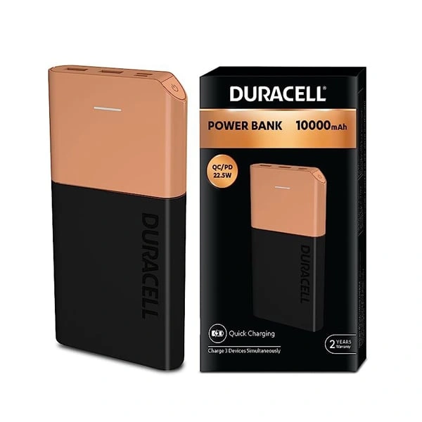 Duracell 10000 mAh 22.5W Fast Charging Lithium-ion Power Bank - Black