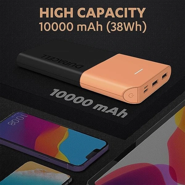 Duracell 10000 mAh 22.5W Fast Charging Lithium-ion Power Bank - Black