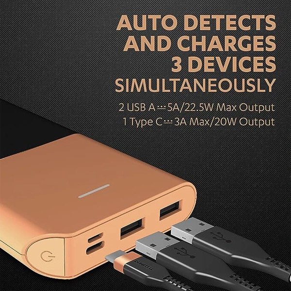 Duracell 10000 mAh 22.5W Fast Charging Lithium-ion Power Bank - Black