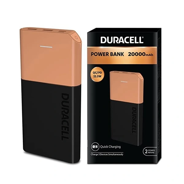 Duracell 20000 mAh 22.5W Fast Charging Lithium-ion Power Bank - Black
