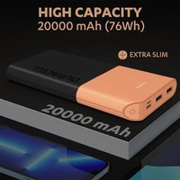 Duracell 20000 mAh 22.5W Fast Charging Lithium-ion Power Bank - Black