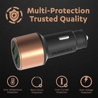 Duracell 36W Fast Car Charger Adapter with Dual USB Port - Black