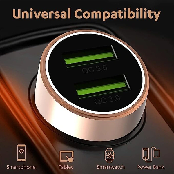 Duracell 36W Fast Car Charger Adapter with Dual USB Port - Black
