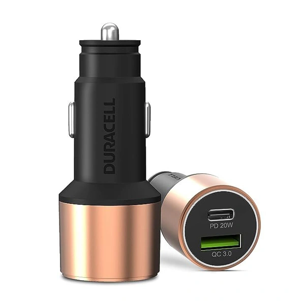 Duracell 38W Fast Car Charger Adapter with Dual Output - Black