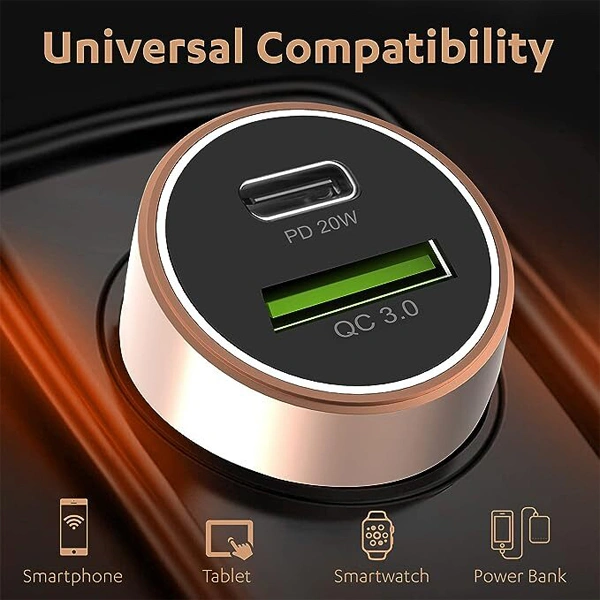 Duracell 38W Fast Car Charger Adapter with Dual Output - Black