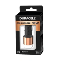 Duracell 38W Fast Car Charger Adapter with Dual Output - Black