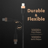 Duracell USB Lightning Apple Certified (MFI) Braided Sync & Charge Cable - Black