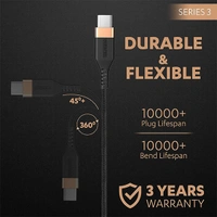 Duracell USB Type C 3A Braided Sync & Fast Charging Cable - Black