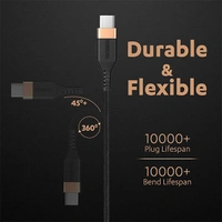 Duracell USB Type C To Type C 5A (100W) Braided Sync & Fast Charging Cable - Black