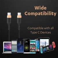 Duracell USB Type C To Type C 5A (100W) Braided Sync & Fast Charging Cable - Black
