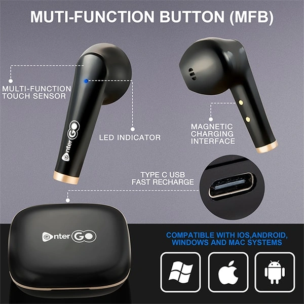 Enter Go Bass Buds Majestic Bluetooth Headset