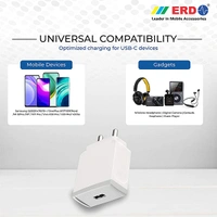 ERD TC-45 18W 3 Amp USB Dock Mobile Phone Wall Charger with 1 Meter Long Type C USB Cable