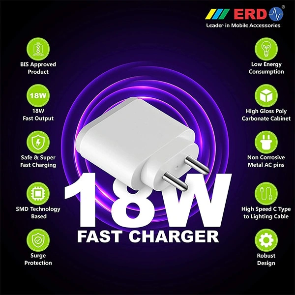 ERD TC-49 18W Mobile Phone Wall Charger 3 Amp Charger Adapter