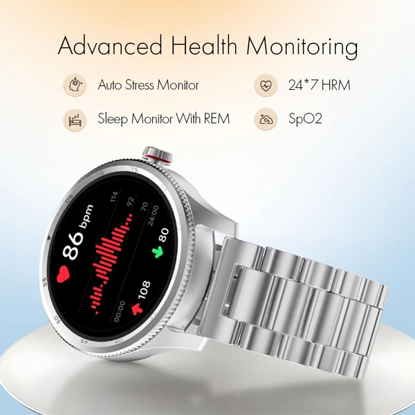 Fastrack Magnus Fx1 Premium Metal Smartwatch - Silver - Silver