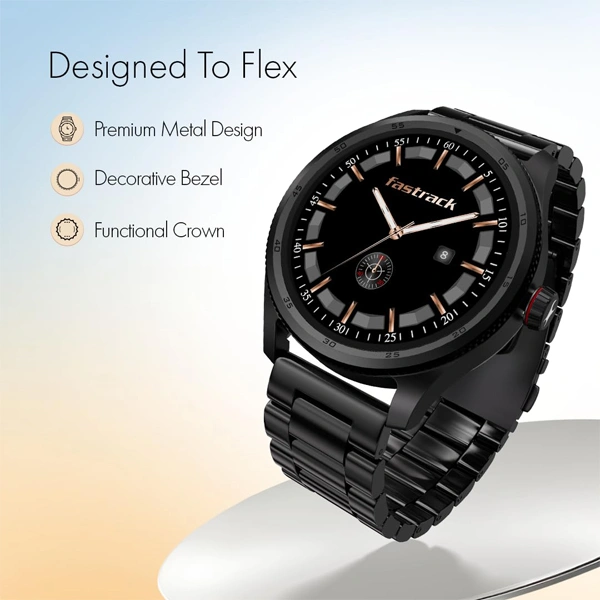 Fastrack Magnus Fx1 Premium Metal Smartwatch - Silver - Silver