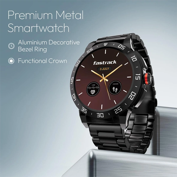Fastrack Magnus Fx3 Premium Metal Smartwatch - Black Metal - Black Metal