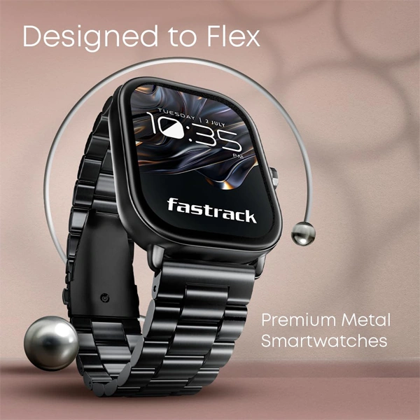 Fastrack Radiant Fx2 Luxury Metal Smartwatch - Black Metal - Black Metal