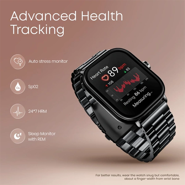 Fastrack Radiant Fx2 Luxury Metal Smartwatch - Black Metal - Black Metal