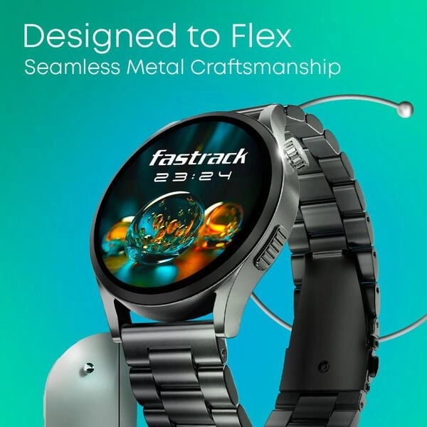 Fastrack Radiant FX4 Premium Metal Smartwatch with 3.8 cm EdgeX AMOLED Display - Silver - Silver