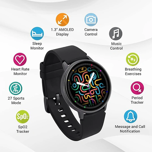 Fastrack Reflex Play+ 1.3 AMOLED Display Smartwatch - Blue - Blue