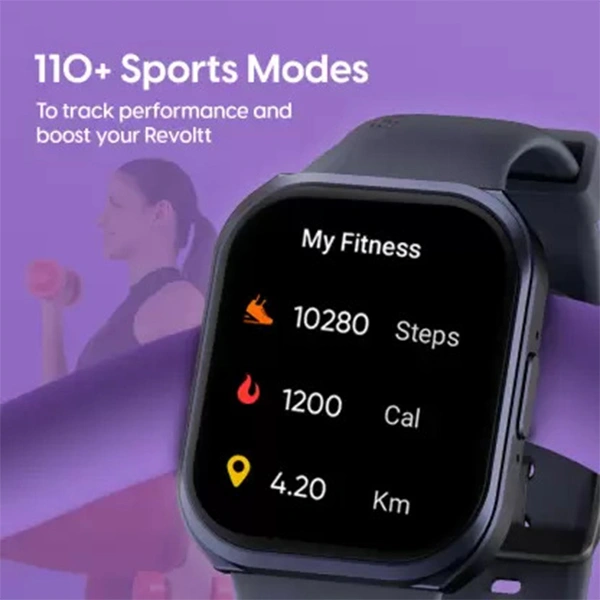 Fastrack Revoltt FS1 Max | Biggest 1.95'' UltraVU Curve Display Smartwatch - Green - Green