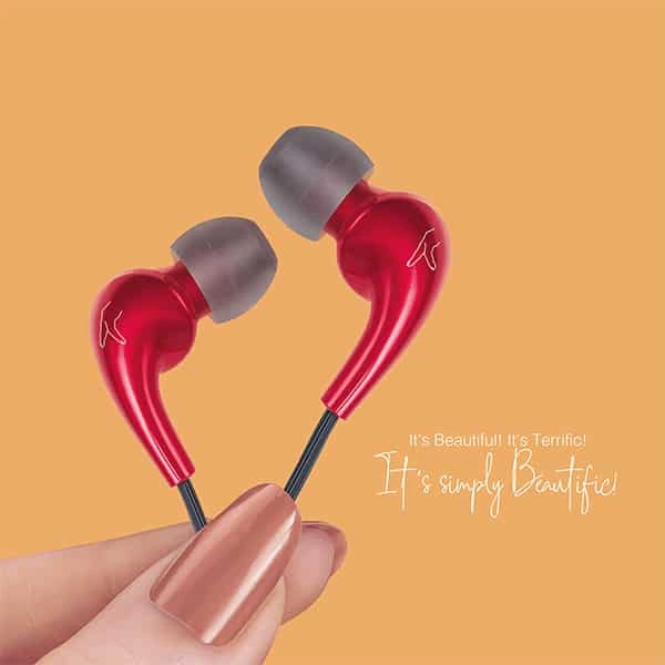 Fingers FINGERS Beautific Wired in Ear Earphone with Mic - Cherry Red - Cherry Red