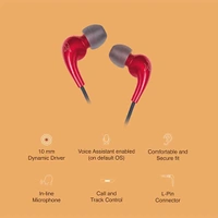 Fingers FINGERS Beautific Wired in Ear Earphone with Mic - Cherry Red - Cherry Red