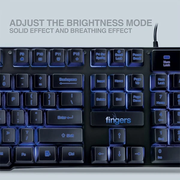 Fingers FINGERS Blazing BlueLit Wired Backlit Keyboard
