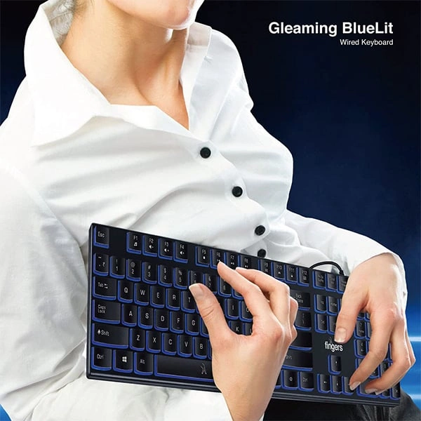 Fingers FINGERS Gleaming BlueLit Wired Backlit Keyboard