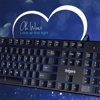 Fingers FINGERS Gleaming BlueLit Wired Backlit Keyboard