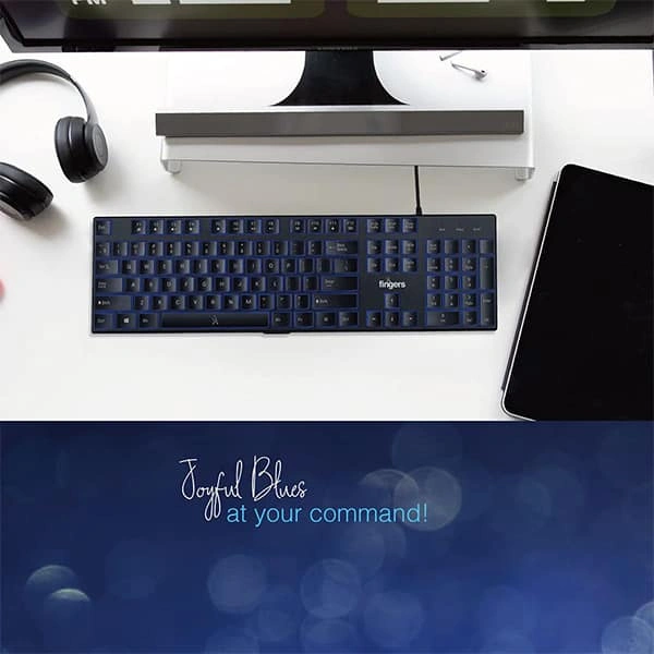 Fingers FINGERS Gleaming BlueLit Wired Backlit Keyboard