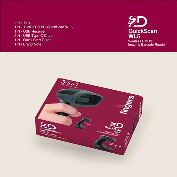 Fingers QuickScan WL5 2D Laser Barcode Scanner