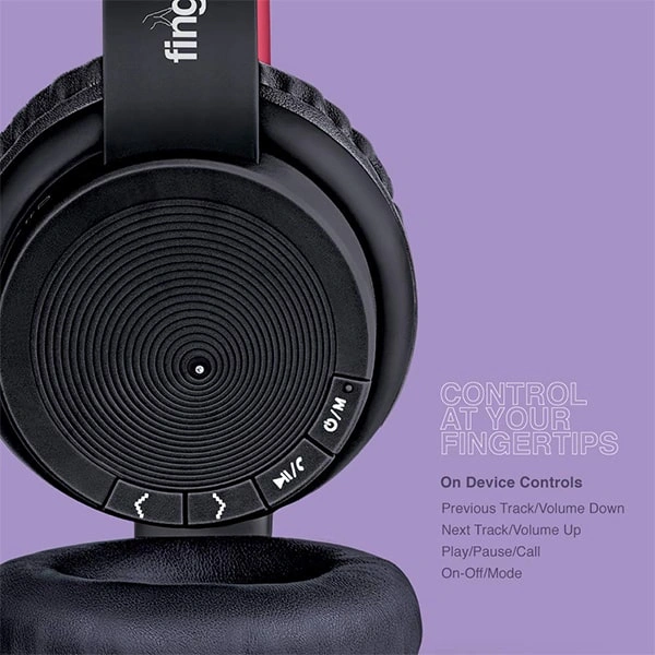 Fingers FINGERS Rock-N-Roll H2 Bluetooth Headphone - Soft Black + Rich Red - Soft Black + Rich Red