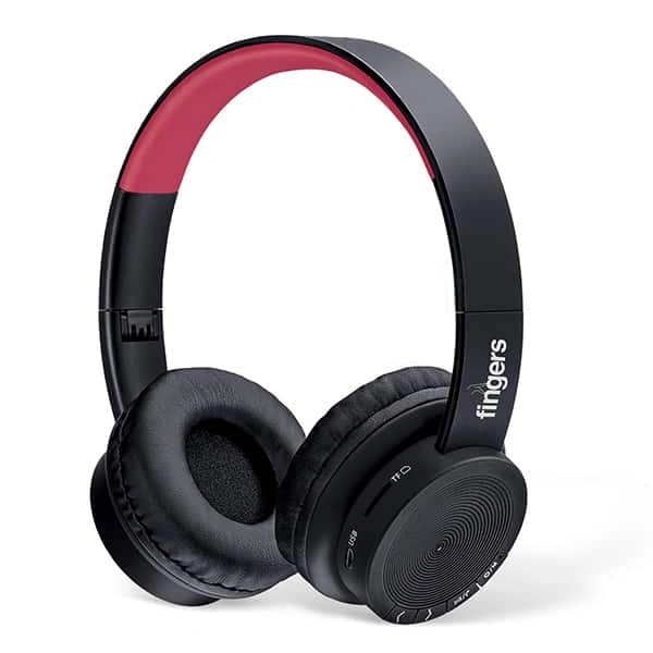Fingers FINGERS Rock-N-Roll H2 Bluetooth Headphone - Soft Black + Rich Red - Soft Black + Rich Red